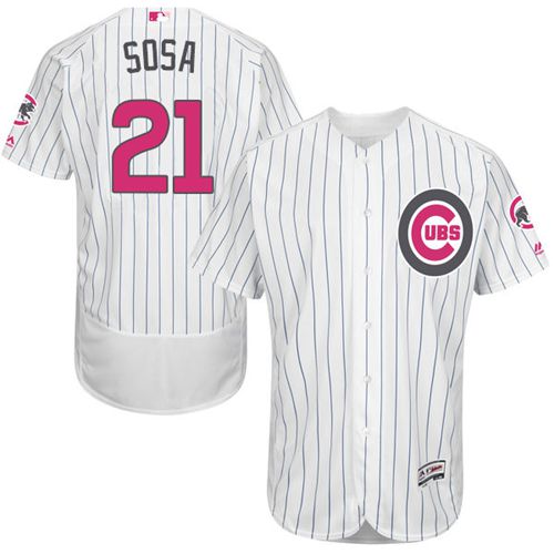 Cubs #21 Sammy Sosa White(Blue Strip) Flexbase Authentic Collection Mother's Day Stitched MLB Jersey